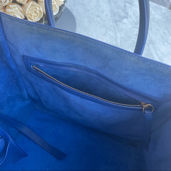 CELINE Smooth Calfskin Medium Phantom Luggage Electric Blue - Picture 7 of 8